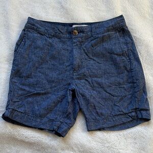 Old Navy Everyday High Rise Shorts Blue Linen Cotten Women size 2